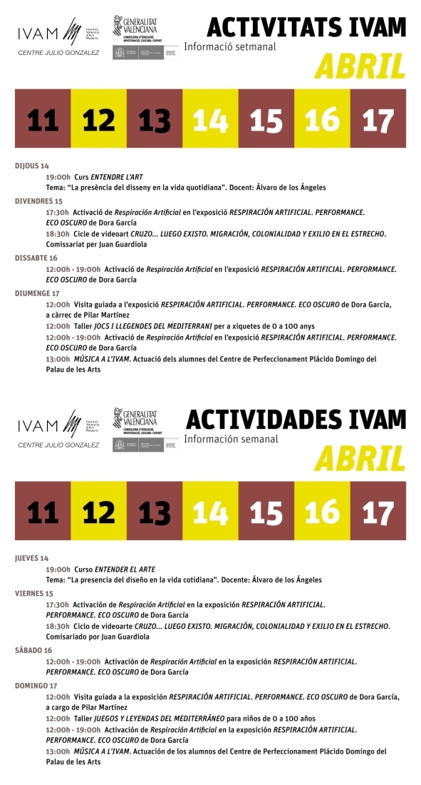 IVAM semana del 11 al 17 abril