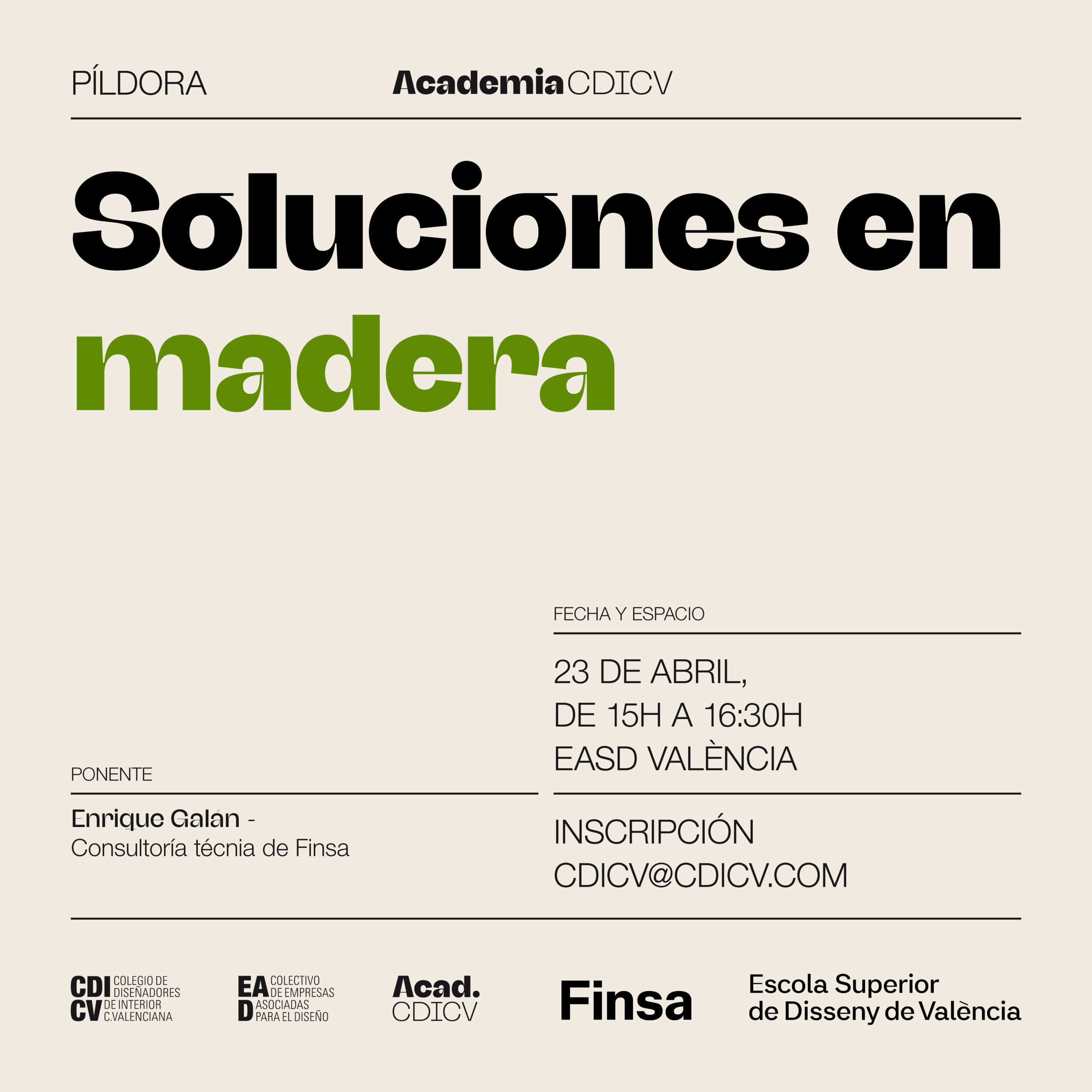 ACADEMIA CDICV · PÍLDORA ‘SOLUCIONES EN MADERA’