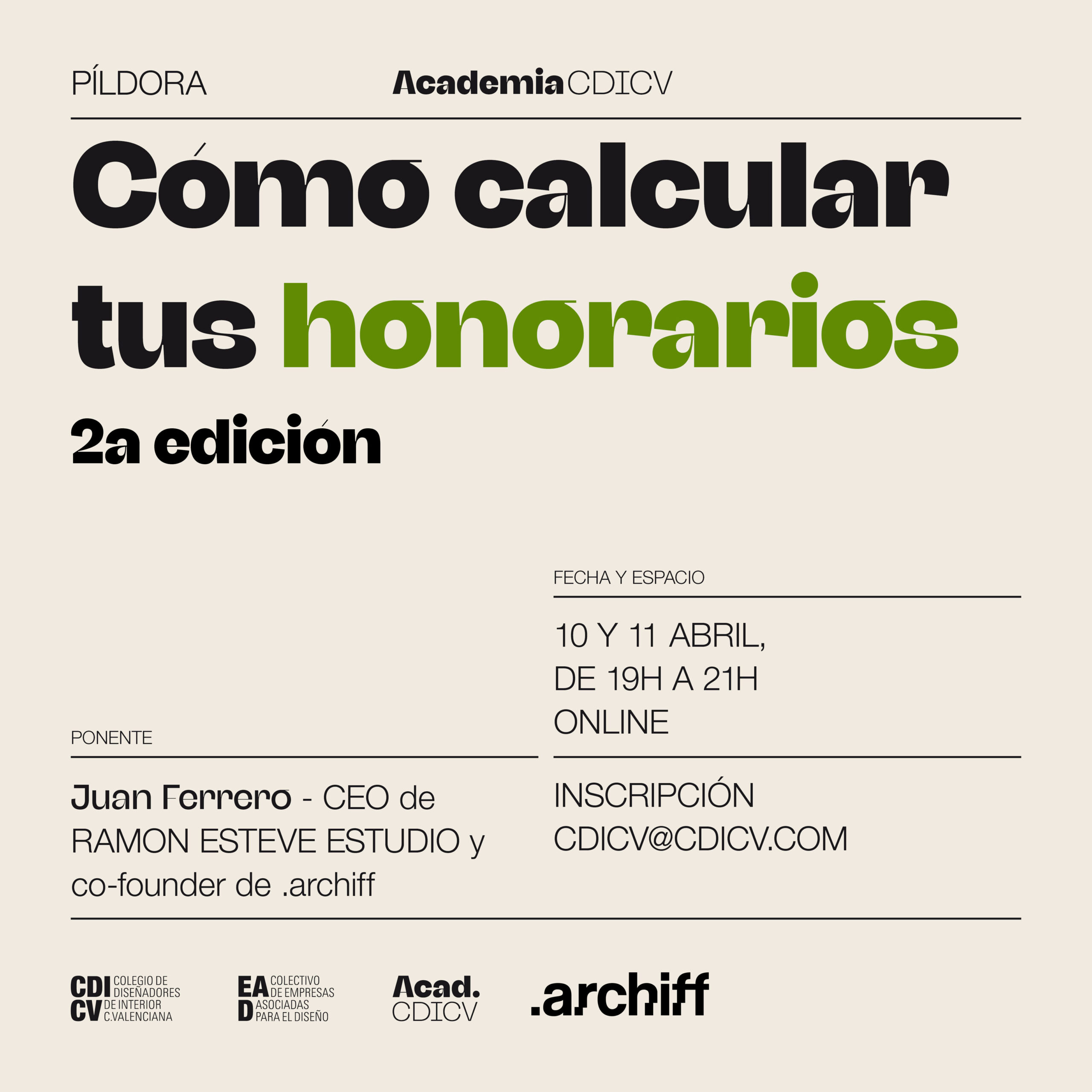 ACADEMIA CDICV / ARCHIFF · ‘CÓMO CALCULAR TUS HONORARIOS’ 2ª edición