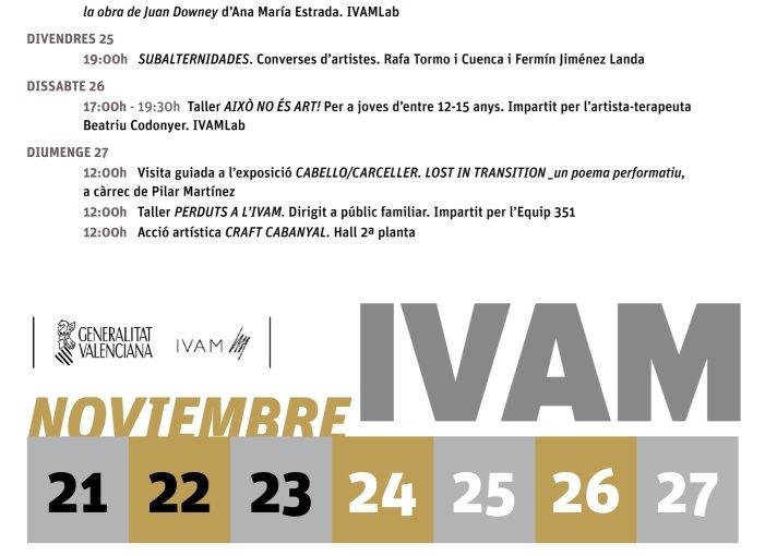 PROGRAMACIÓN DEL IVAM (SEMANA DEL 21 AL 27 DE NOVIEMBRE)