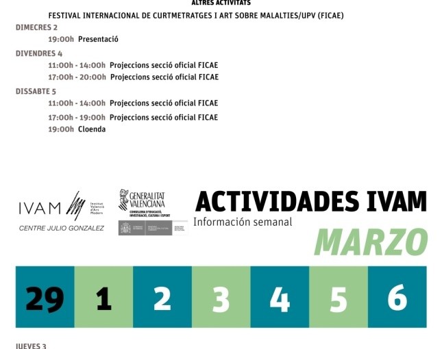 PROGRAMACIÓN DEL IVAM (SEMANA DEL 29 DE FEBRERO AL 6 DE MARZO)