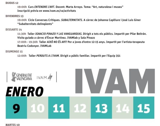 PROGRAMACIÓN DEL IVAM (SEMANA DEL 9 AL 15 DE ENERO)