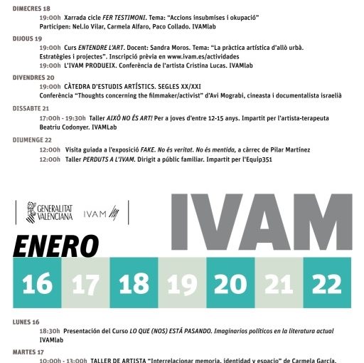 PROGRAMACIÓN DEL IVAM (SEMANA DEL 16 AL 22 DE ENERO)