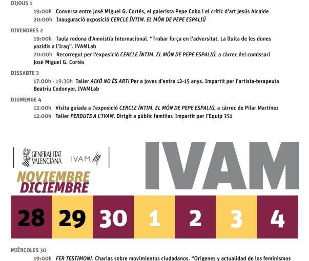 PROGRAMACIÓN DEL IVAM (SEMANA DEL 28 DE NOVIEMBRE AL 4 DE DICIEMBRE)
