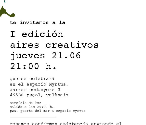 INVITACIÓN A LA I EDICIÓN DEL EVENTO «AIRES CREATIVOS», VERANO 2018